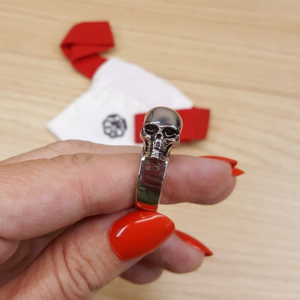 ALEXANDER MCQUEEN Jewelry Mens Size 10.5 / 23 Ring Silver Side Skull $290